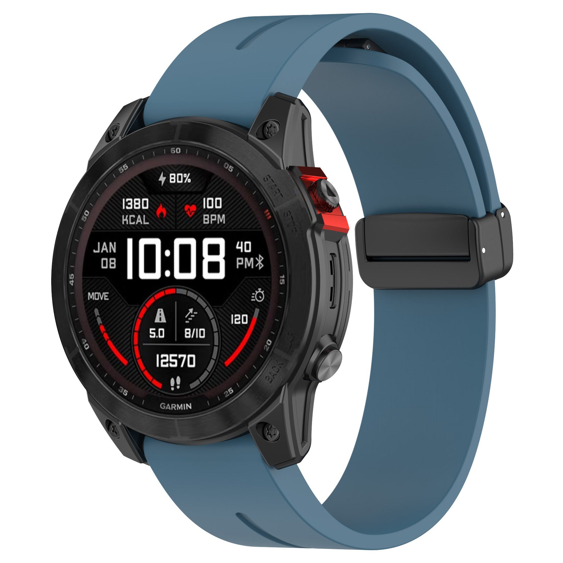 Correa silicona con hebilla-D Garmin Fenix 8 - 51mm (gris azulado)