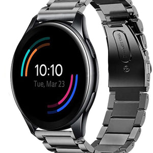 Titanium Strap, graphite, on a watch, 3/4 front view