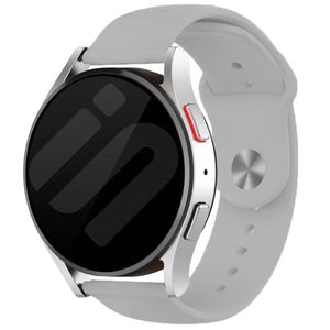 Silicone Sport Strap, grey, on a watch, 3/4 front view