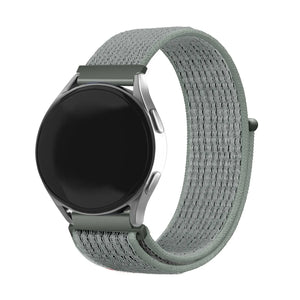 Nylon Strap, grey-green, on a watch, 3/4 front view