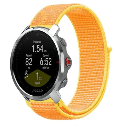 Nylon Strap, light yellow, on a watch, 3/4 front view