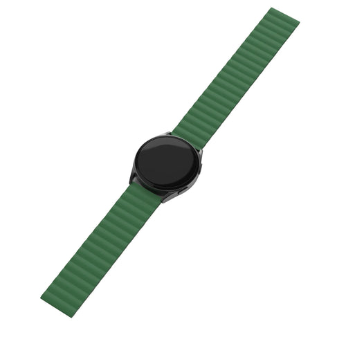 Magnetic Silicone Strap, green, on a watch, 3/4 front view
