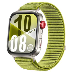 Wave Nylon Strap, green, on a watch, 3/4 front view