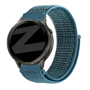 Nylon Loop Strap, green-grey, on a watch, 3/4 front view
