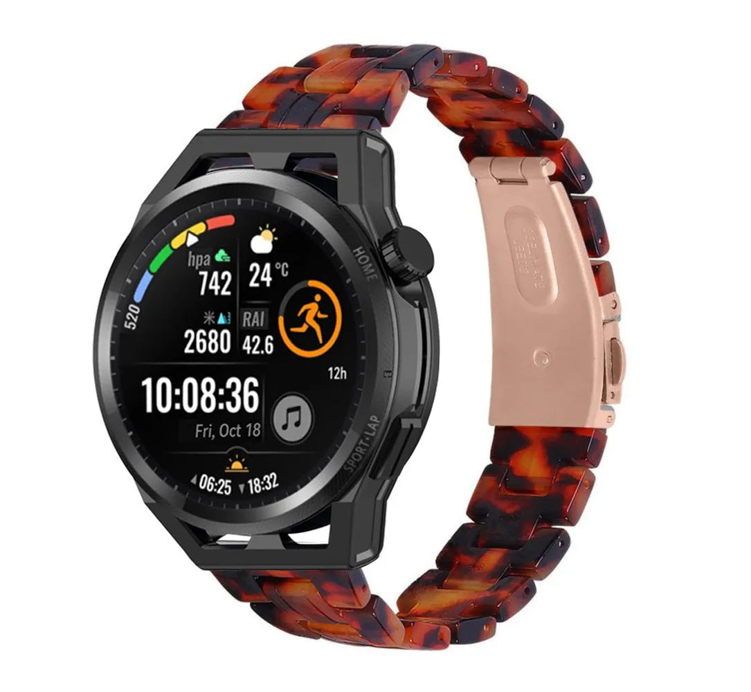 Metal Resin Strap, lava, on a watch, 3/4 front view