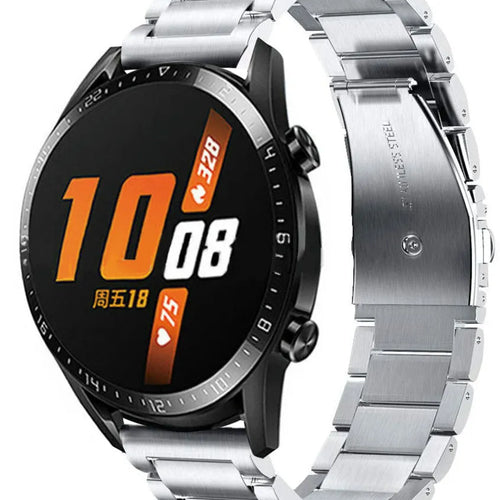 Titanium Strap, silver, on a watch, 3/4 front view