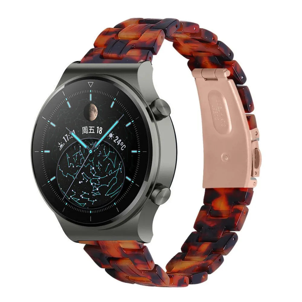 Metal Resin Strap, lava, on a watch, 3/4 front view