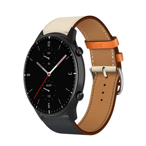 Leather Strap 'Duo', on a watch, 3/4 front view