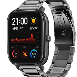 Titanium Strap, graphite, on a watch, 3/4 front view