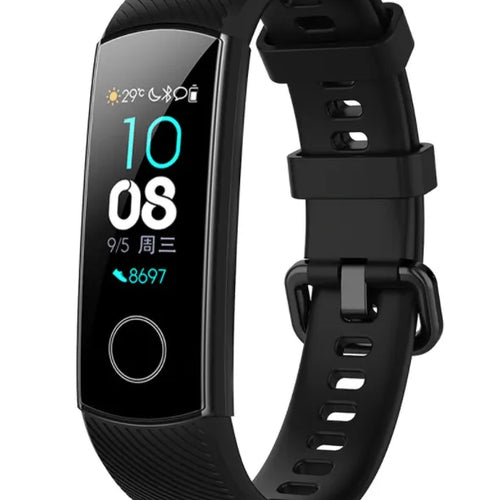 Silicone Strap, black, on a watch, 3/4 front view