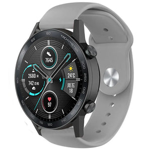 Silicone Sport Strap, grey, on a watch, 3/4 front view