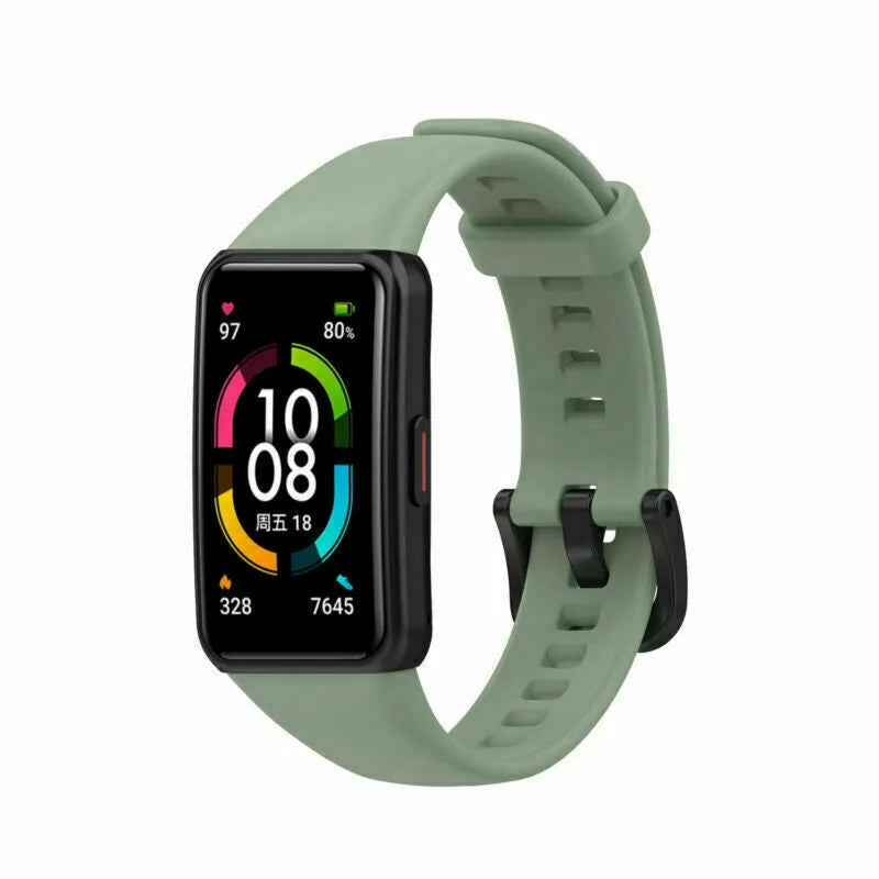 Silicone Strap, light green, on a watch, 3/4 front view
