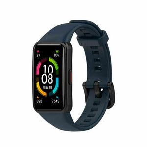 Silicone Strap, dark blue, on a watch, 3/4 front view
