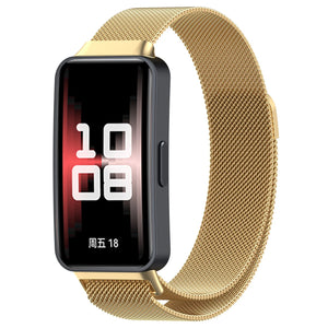 Milanese Strap, gold, on a watch, 3/4 front view
