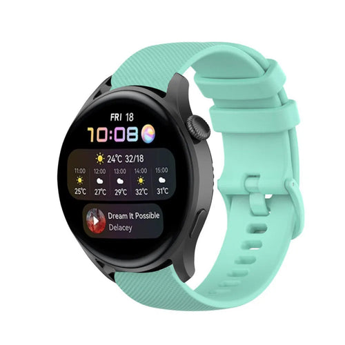 Premium Silicone Strap, aqua, on a watch, 3/4 front view