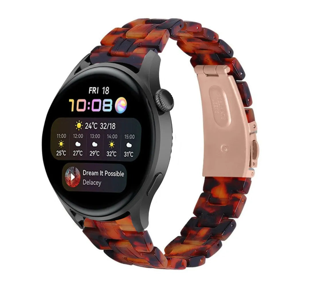 Metal Resin Strap, lava, on a watch, 3/4 front view