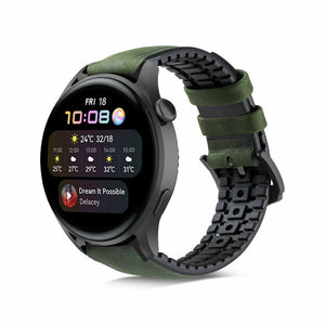 huawei-watch-3-pro-leren-siliconen-bandje-groen