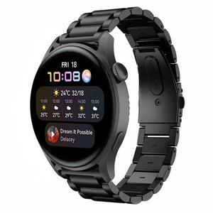 Steel Strap, black, on a watch, 3/4 front view