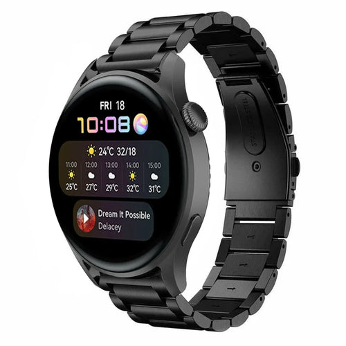Steel Strap, black, on a watch, 3/4 front view