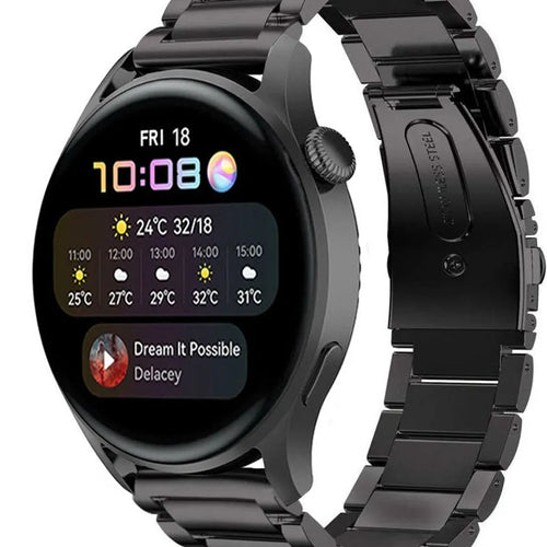 Titanium Strap, black, on a watch, 3/4 front view
