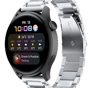 Titanium Strap, silver, on a watch, 3/4 front view