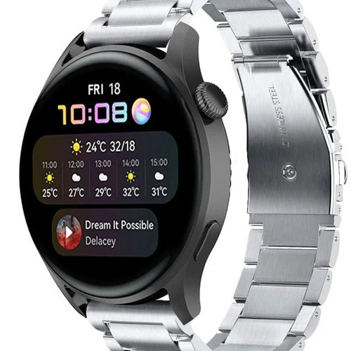 Titanium Strap, silver, on a watch, 3/4 front view