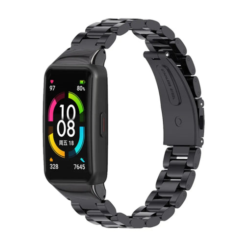 Steel Strap, black, on a watch, 3/4 front view