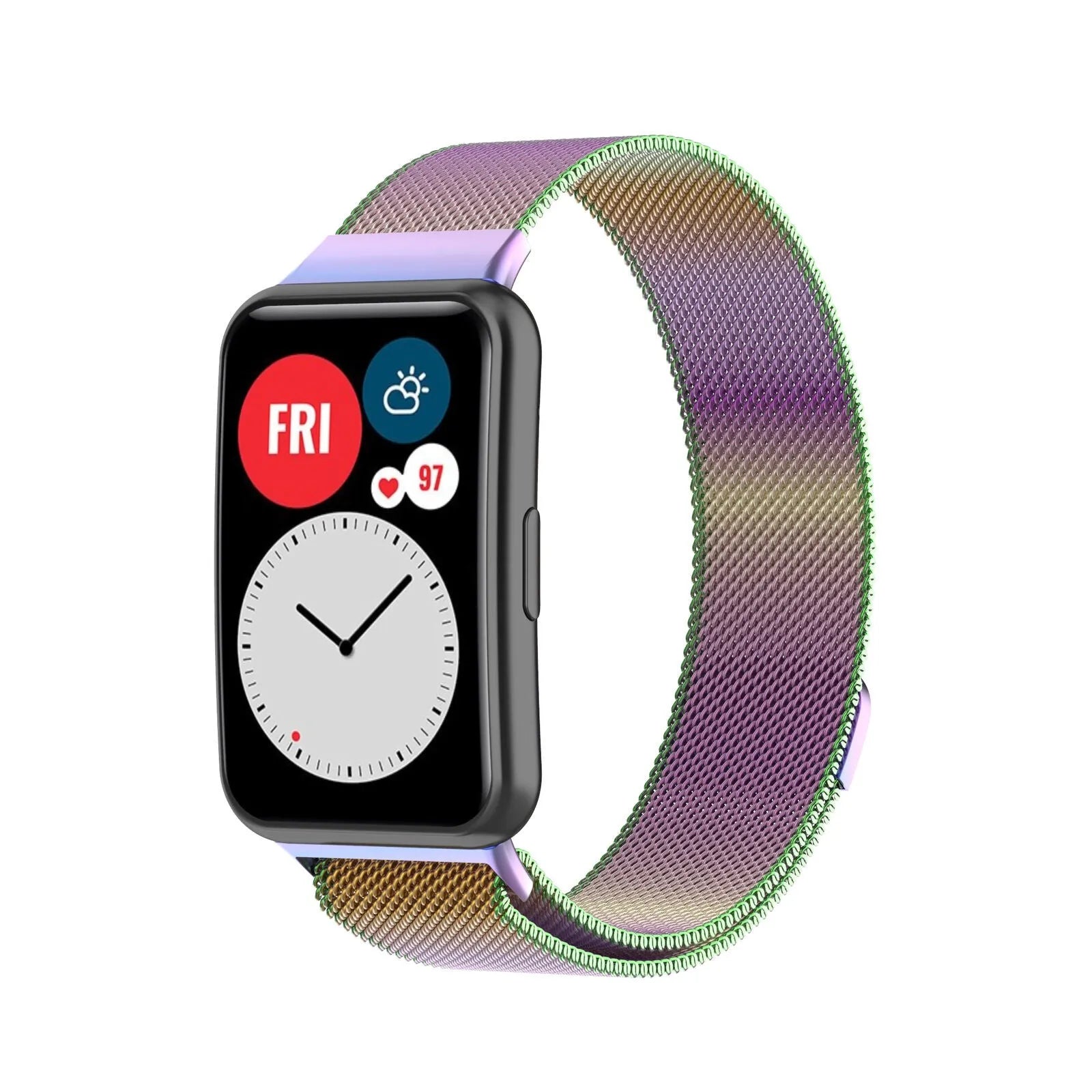 Milanese Strap, on a watch, 3/4 front view