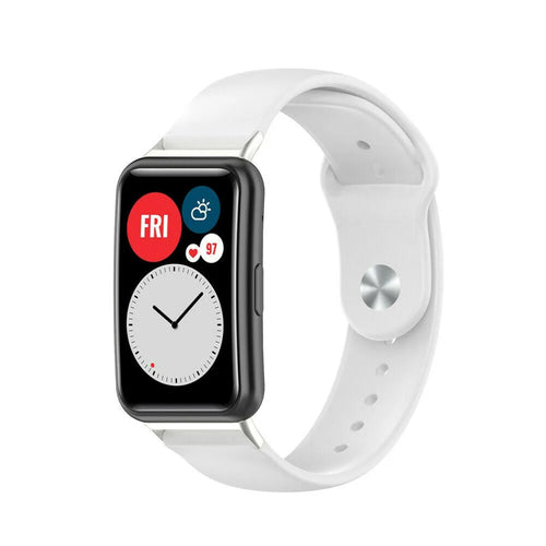 Silicone Sport Strap, white, on a watch, 3/4 front view