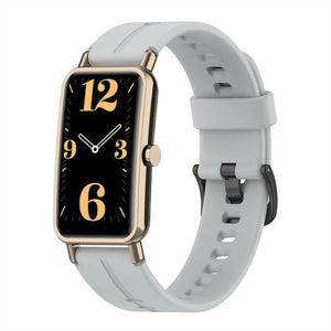 Silicone Strap, grey, on a watch, 3/4 front view