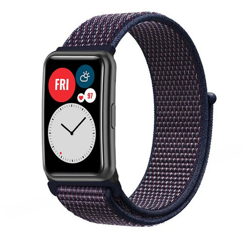 Nylon Strap, indigo, on a watch, 3/4 front view
