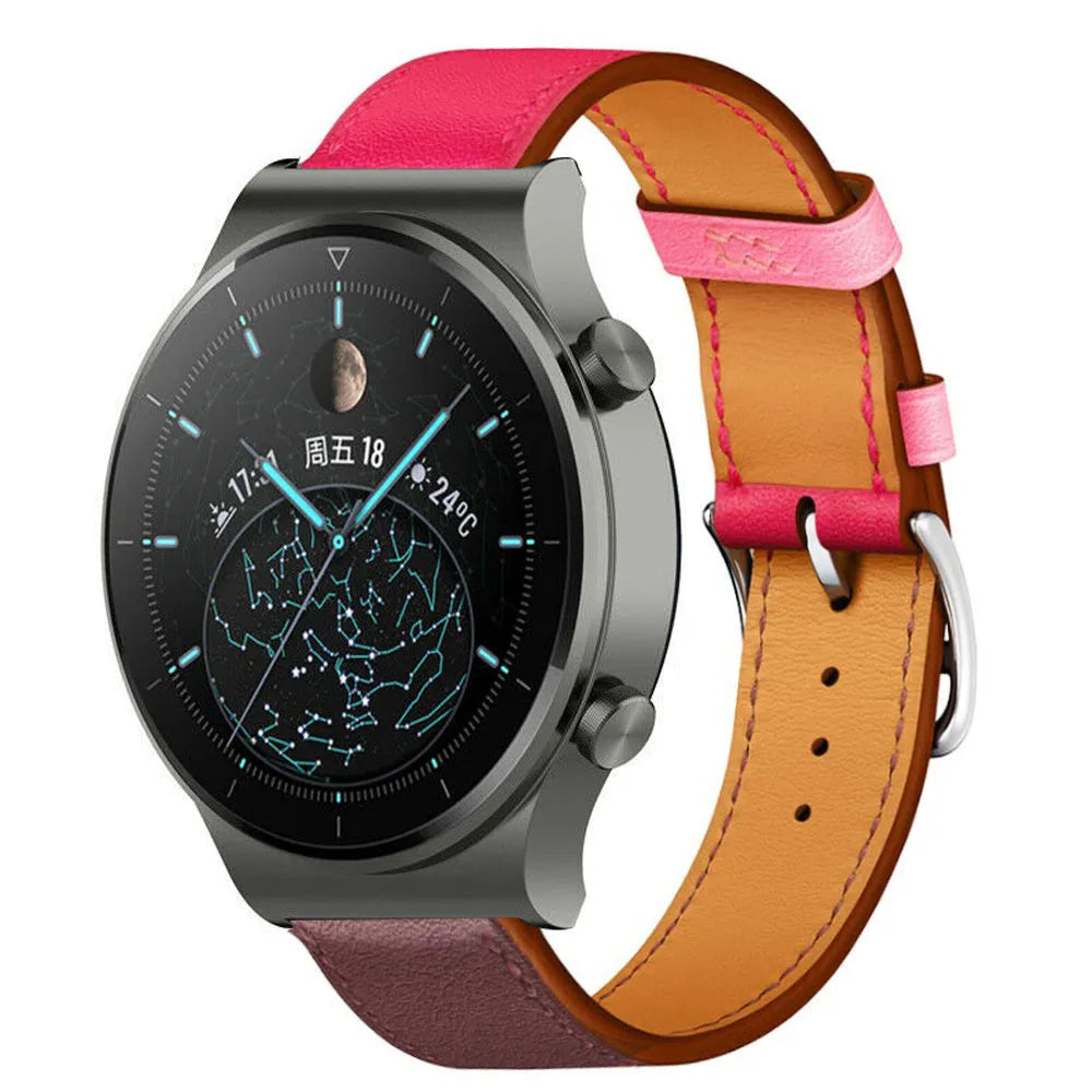 Leather Strap 'Duo', on a watch, 3/4 front view