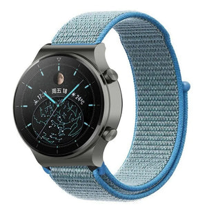 Nylon Strap, blue, on a watch, 3/4 front view