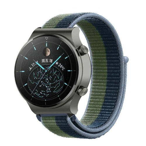 Nylon Strap, moss green, on a watch, 3/4 front view