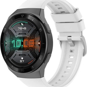Silicone Strap, white, on a watch, 3/4 front view