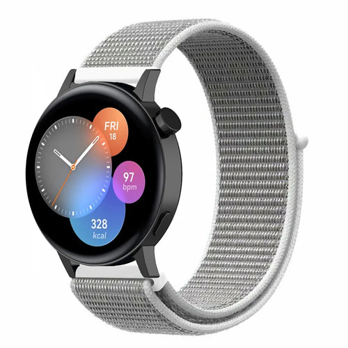 Nylon Strap, grey, on a watch, 3/4 front view
