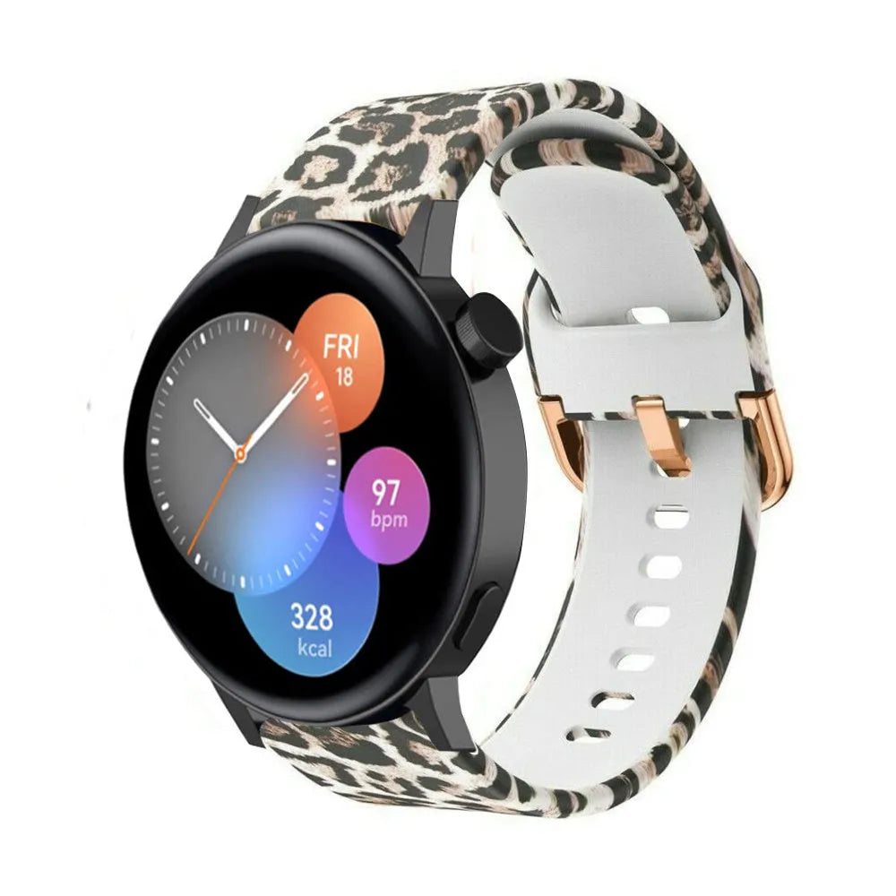 Print Silicone Strap, on a watch, 3/4 front view