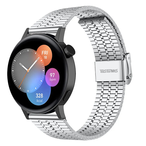 Fine Steel Strap, silver, on a watch, 3/4 front view
