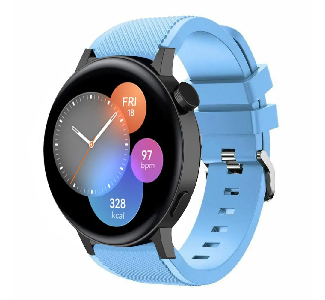 Twill Silicone Strap, on a watch, 3/4 front view