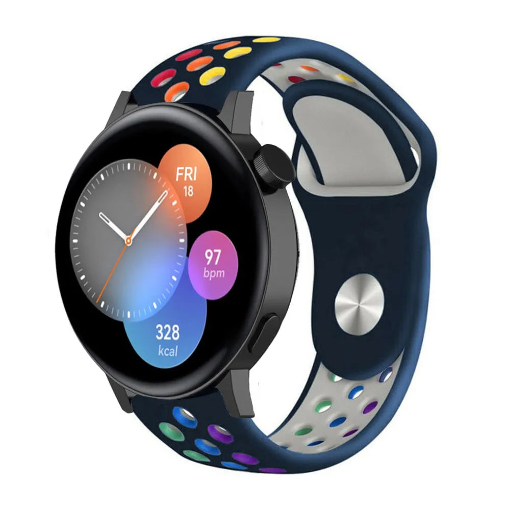 Silicone Sport Strap, on a watch, 3/4 front view