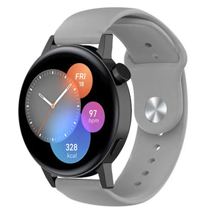 Silicone Sport Strap, grey, on a watch, 3/4 front view