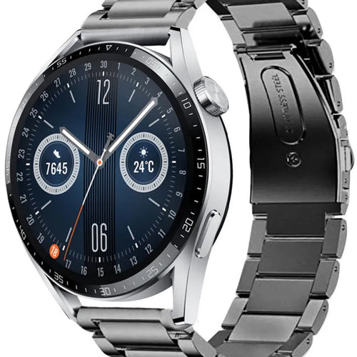 Titanium Strap, graphite, on a watch, 3/4 front view