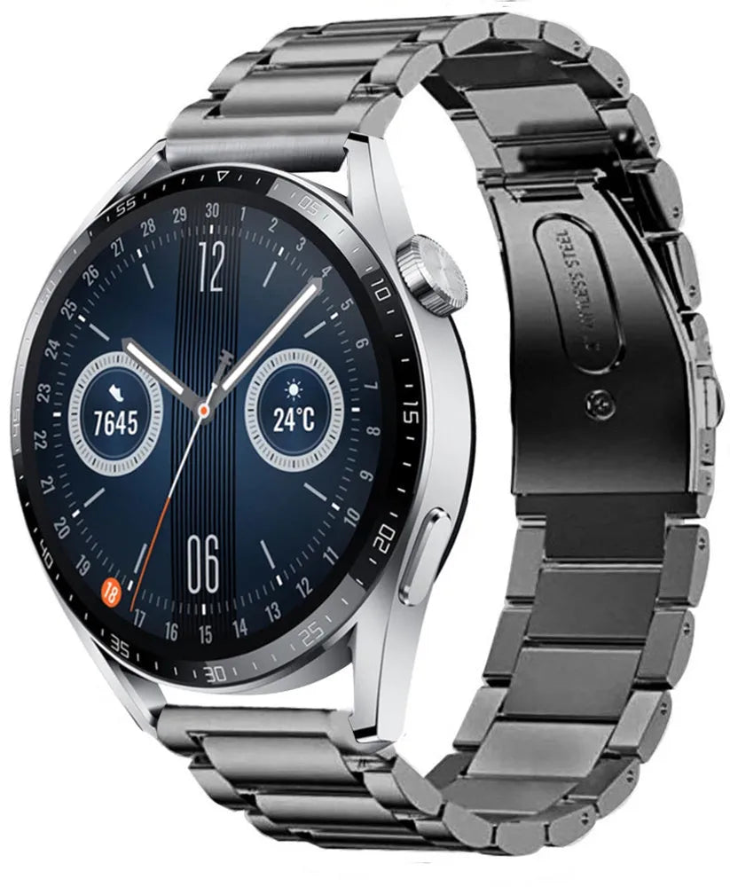 Titanium Strap, graphite, on a watch, 3/4 front view