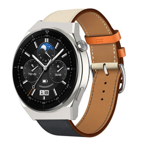 Leather Strap 'Duo', on a watch, 3/4 front view