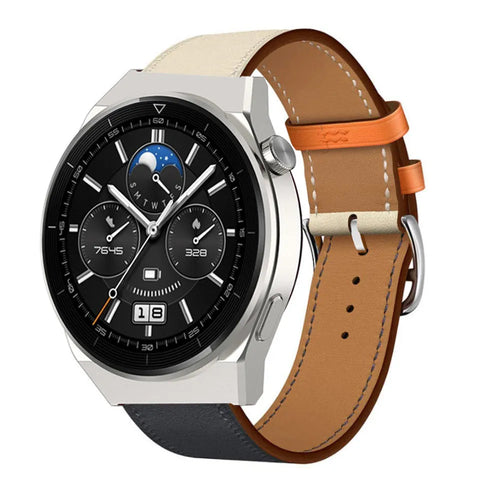 Leather Strap 'Duo', on a watch, 3/4 front view