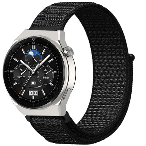 Nylon Strap, black, on a watch, 3/4 front view