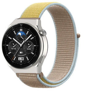 Nylon Strap, camel, on a watch, 3/4 front view