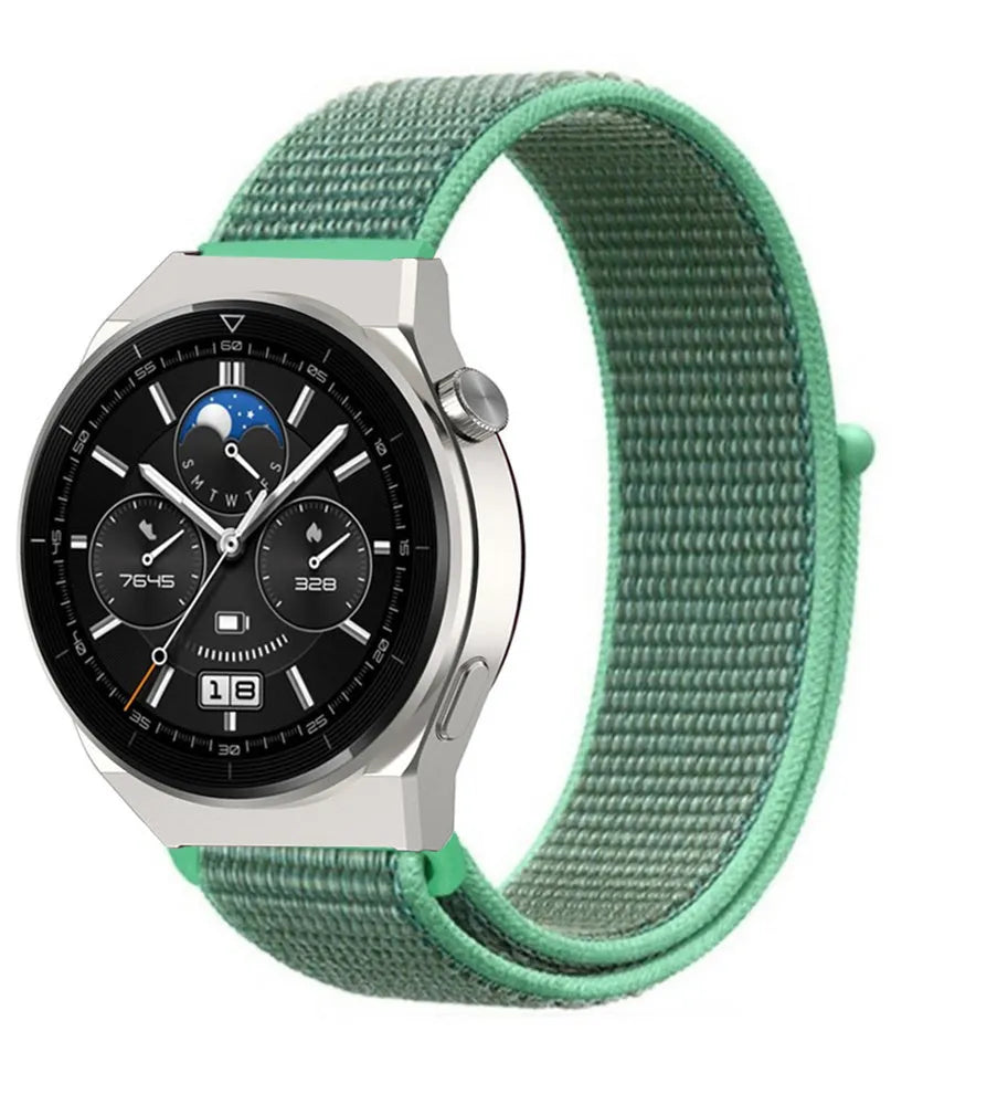 Nylon Strap, mint, on a watch, 3/4 front view