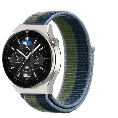 Nylon Strap, moss green, on a watch, 3/4 front view