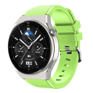 Twill Silicone Strap, light green, on a watch, 3/4 front view